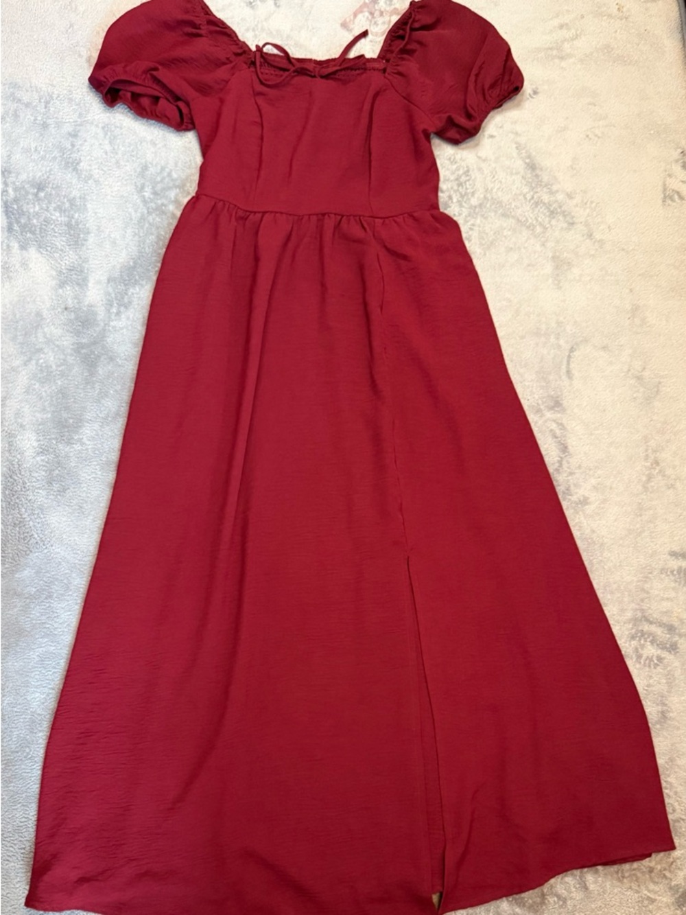 Derek Heart Burgundy Tie-Front Maxi Dress - Picture 1 of 3